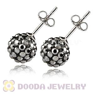 8mm Sterling Silver Grey Czech Crystal Ball Stud Earrings Wholesale