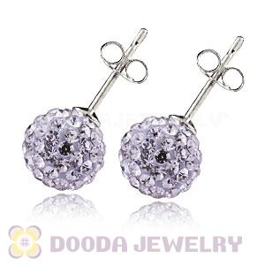 8mm Sterling Silver Lavender Czech Crystal Ball Stud Earrings Wholesale