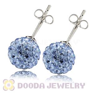 8mm Sterling Silver Blue Czech Crystal Ball Stud Earrings Wholesale