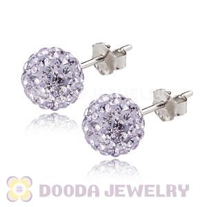 8mm Sterling Silver Lavender Czech Crystal Ball Stud Earrings Wholesale