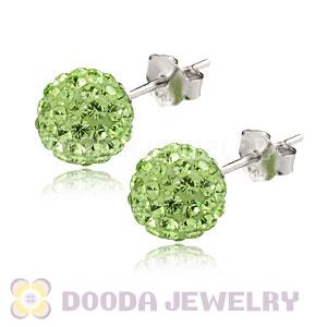 8mm Sterling Silver Green Czech Crystal Ball Stud Earrings Wholesale