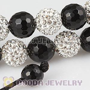 Long White Czech Crystal Onyx Black Agate Unisex Necklace Wholesale