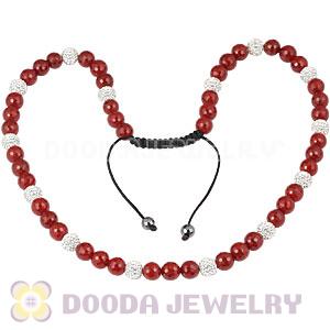Long White Czech Crystal Onyx Red Agate Unisex Necklace Wholesale