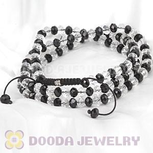 Cheap Long White-Black Faceted Crystal Glass Beads Unisex Necklace Wholesale
