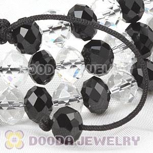 Cheap Long White-Black Faceted Crystal Glass Beads Unisex Necklace Wholesale