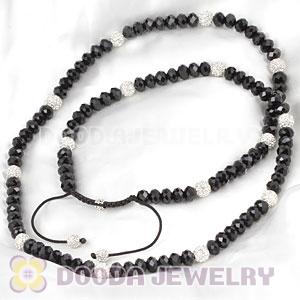 Long Alloy Crystal Black Faceted Crystal Glass Beads Unisex Necklace Wholesale