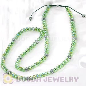 Long Alloy Crystal Green Faceted Crystal Glass Beads Unisex Necklace Wholesale