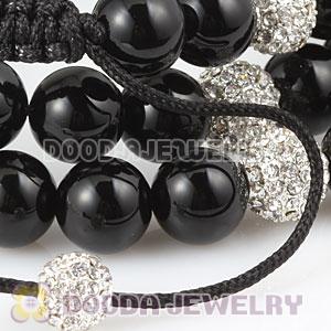 Long Onyx Black Agate Alloy Crystal Unisex Necklace Wholesale