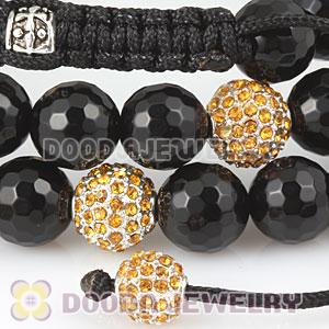 Long Onyx Faceted Black Agate Alloy Crystal Unisex Necklace Wholesale