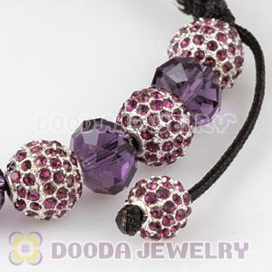 Fashion Alloy Crystal Bracelets With Purple Faceted Crystal Glass Bead
