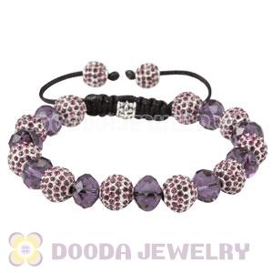 Fashion Alloy Crystal Bracelets With Purple Faceted Crystal Glass Bead