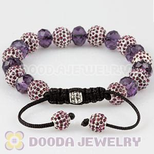 Fashion Alloy Crystal Bracelets With Purple Faceted Crystal Glass Bead