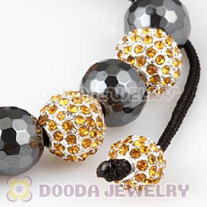 Cheap Yellow Disco Ball Bead Bracelet With Faceted Hematite 
