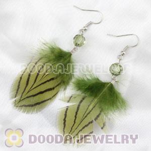 Fashion Green Tibetan Jaderic Indianstyles Feather Earrings