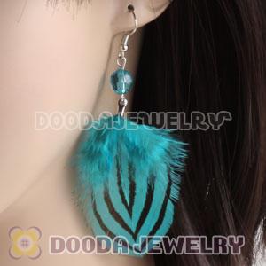 Fashion Blue Tibetan Jaderic Indianstyles Feather Earrings