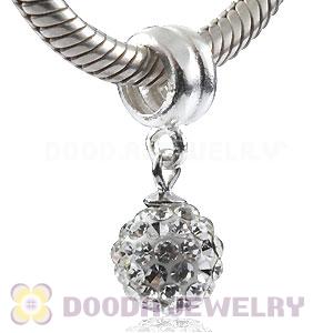 Sterling Silver European Charms Dangle White Czech Crystal Beads