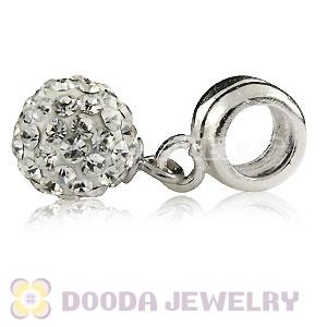 Sterling Silver European Charms Dangle White Czech Crystal Beads