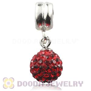 Sterling Silver European Charms Dangle Red Czech Crystal Beads