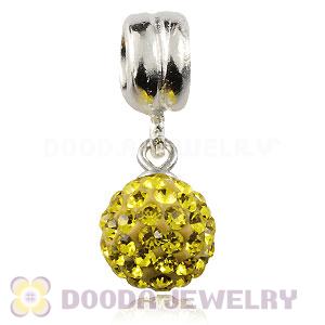 Sterling Silver European Charms Dangle Yellow Czech Crystal Beads