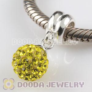 Sterling Silver European Charms Dangle Yellow Czech Crystal Beads