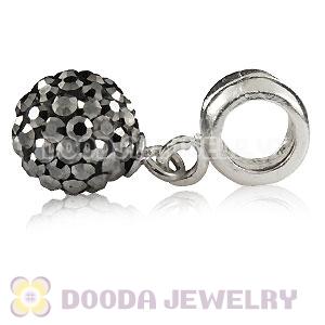Sterling Silver European Charms Dangle Grey Czech Crystal Beads