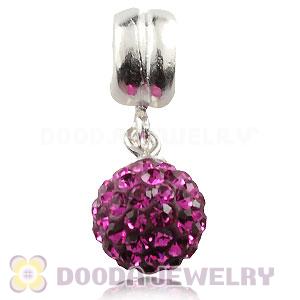 Sterling Silver European Charms Dangle Pink Czech Crystal Beads