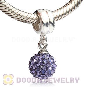 Sterling Silver European Charms Dangle Purple Czech Crystal Beads