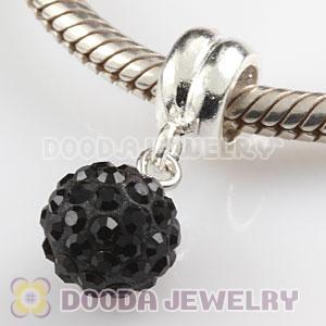 Sterling Silver European Charms Dangle Black Czech Crystal Beads