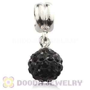 Sterling Silver European Charms Dangle Black Czech Crystal Beads