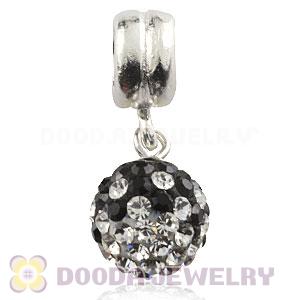Sterling Silver European Charms Dangle White-Black Czech Crystal Beads