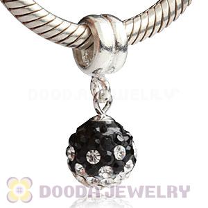Sterling Silver European Charms Dangle White-Black Czech Crystal Beads