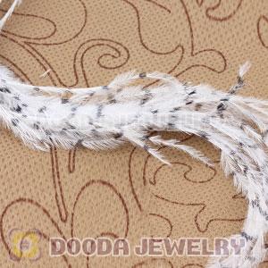 White Striped Ostrich Plumes Trim Feather Hair Extensions Wholesale