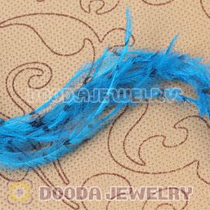 Blue Striped Ostrich Plumes Trim Feather Hair Extensions Wholesale