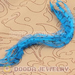 Blue Striped Ostrich Plumes Trim Feather Hair Extensions Wholesale