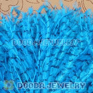 Blue Striped Ostrich Plumes Trim Feather Hair Extensions Wholesale