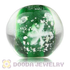 10mm European Style Green Snowflake Lampwork Glass Beads Wholesale
