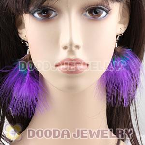 Wholesale Purple Tibetan Jaderic Bohemia Styles Shagginess Feather Earrings