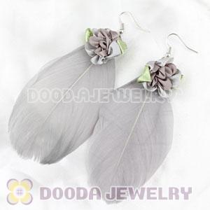 Wholesale Grizzly Tibetan Jaderic Bohemia Styles Silk Flower Feather Earrings