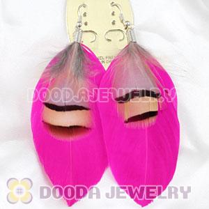 Wholesale Pink Tibetan Jaderic Bohemia Styles Flake Feather Earrings