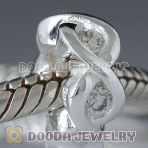 925 Sterling Silver European Style Beads with Clear Stone