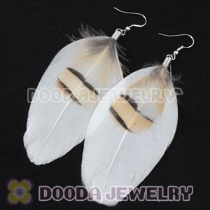 Wholesale White Tibetan Jaderic Bohemia Styles Flake Feather Earrings