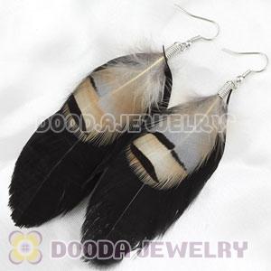 Wholesale Black Tibetan Jaderic Bohemia Styles Flake Feather Earrings