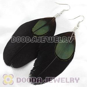 Wholesale Black Tibetan Jaderic Bohemia Styles Big Flake Feather Earrings