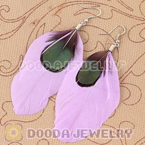Wholesale Pink Tibetan Jaderic Bohemia Styles Big Flake Feather Earrings