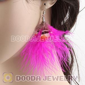 Wholesale Pink Tibetan Jaderic Bohemia Styles Shagginess Feather Earrings