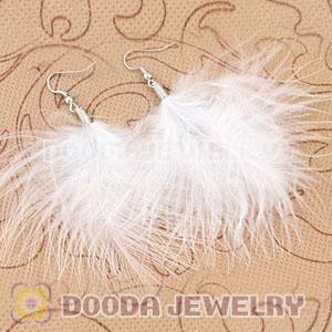 Wholesale White Tibetan Jaderic Bohemia Styles Shagginess Feather Earrings