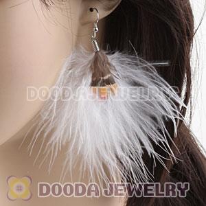 Wholesale White Tibetan Jaderic Bohemia Styles Shagginess Feather Earrings