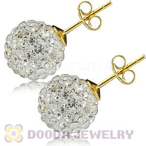 10mm White Czech Crystal Ball Sterling Silver Stud Earrings Wholesale