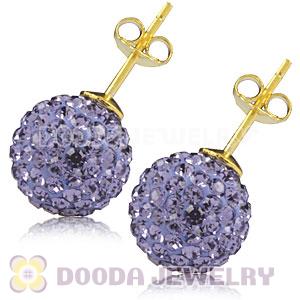 10mm Purple Czech Crystal Ball Sterling Silver Stud Earrings Wholesale