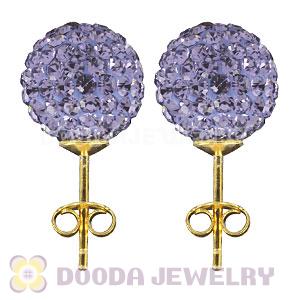 10mm Purple Czech Crystal Ball Sterling Silver Stud Earrings Wholesale